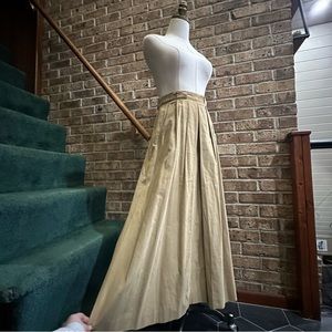 VTG 70s 80s NWT Retro Tan Beige Khaki Corduroy Pleated Midi Maxi Skirt